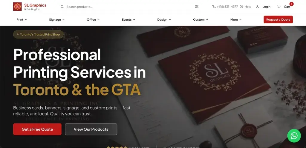 SL Graphics redesigned homepage