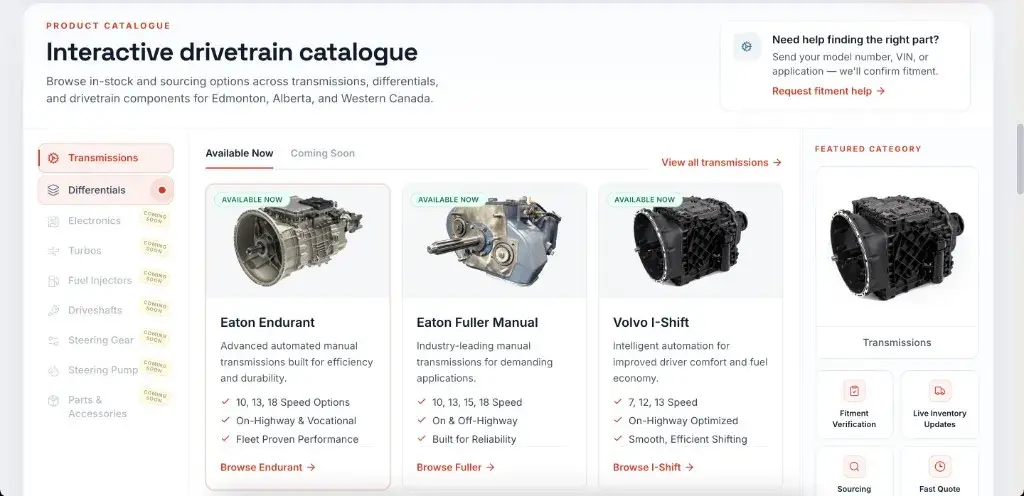 Diesel X interactive drivetrain catalogue