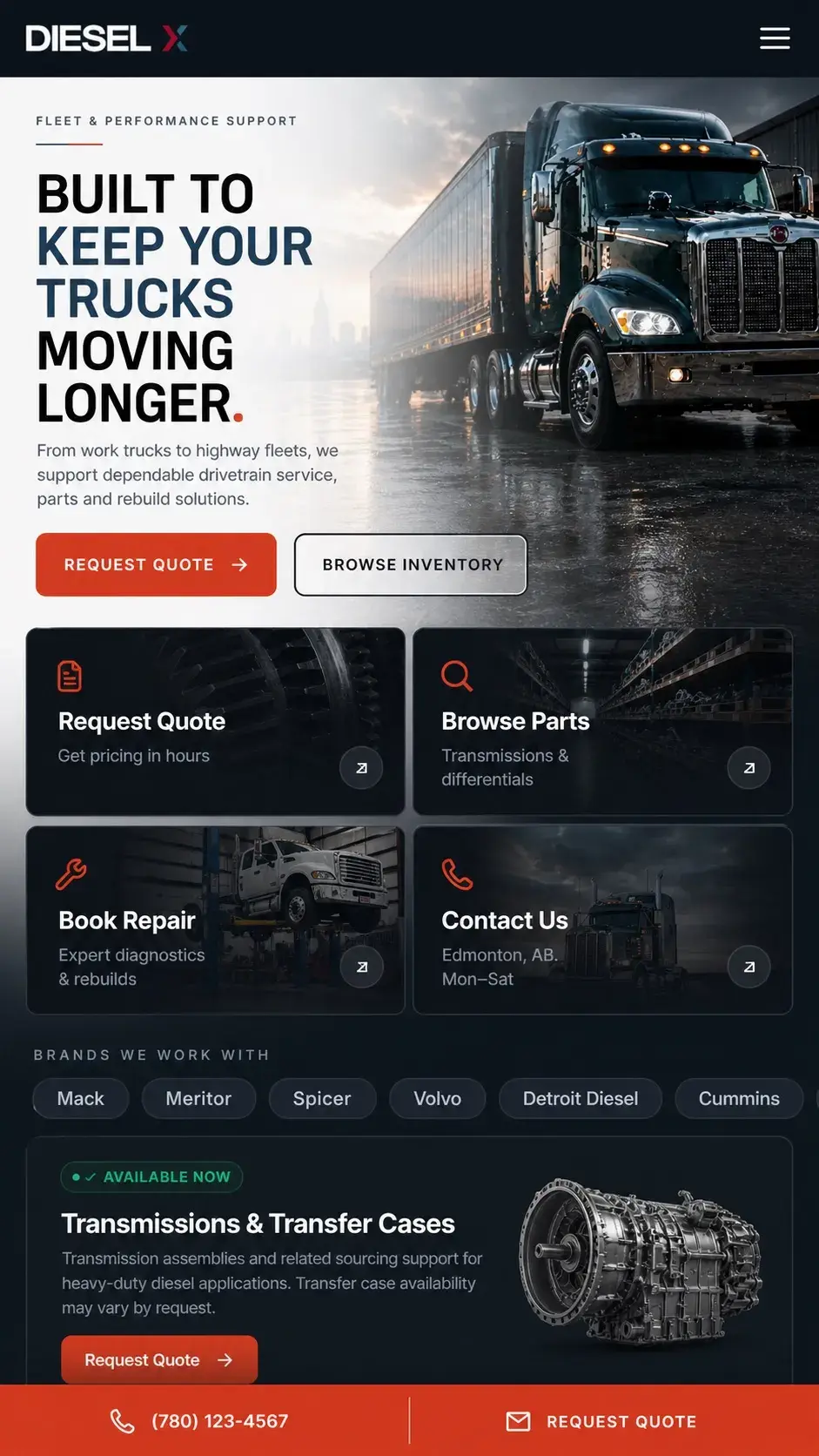 Diesel X mobile homepage