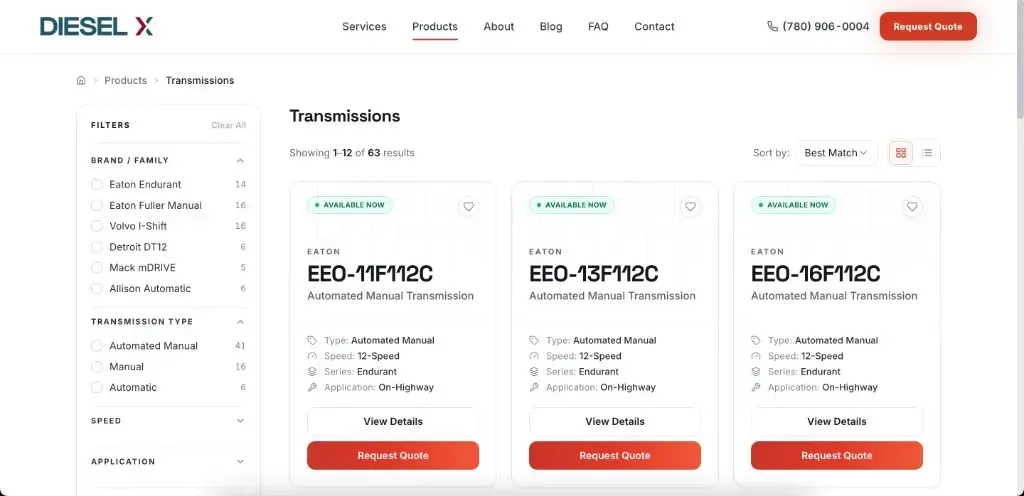 Diesel X transmissions product listing