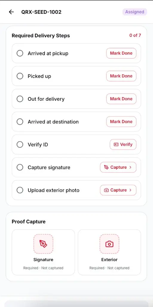 Quick Run Express delivery steps